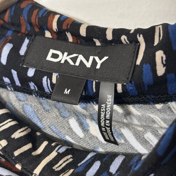 DKNY Geometric Sleeveless Blouse Shoulder Button Detail Career Casual Sz Medium - Picture 3 of 6